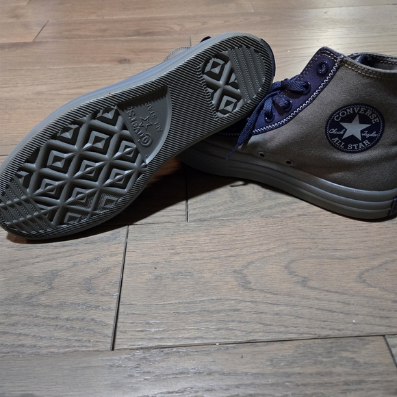 NWOT Converse Gray and Blue Sneakers Men's Size 9.5 Hightops All Star - Picture 1 of 10